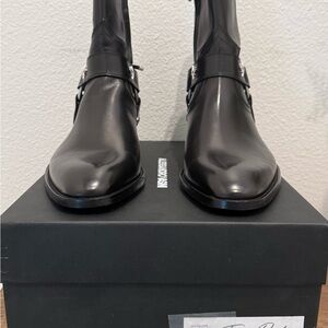 Alessandro Vasini Texas Men's Black Ankle Leather Boots Men’s Size 8.5 (41.5)
